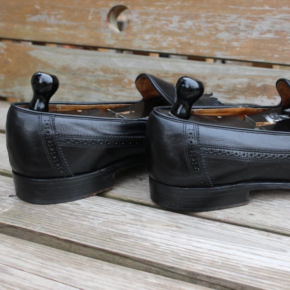 Vintage 80s Black Kangaroo Wingtip Loafers, Men's 13 D, Made in Canada by Dack's - Picture 7 of 13